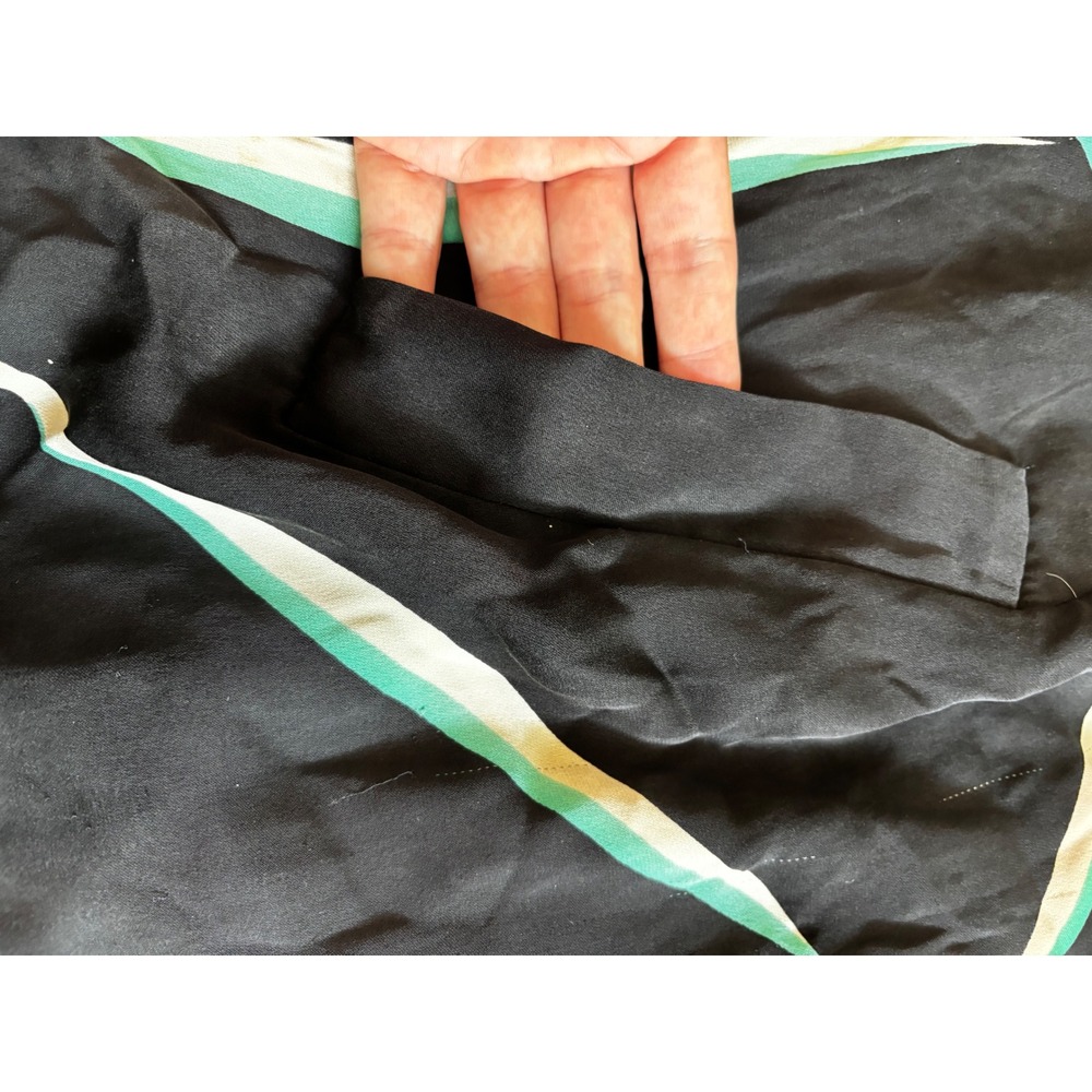 Diane von Furstenberg Silk Dress 8 Black Teal Abstract Sleeveless Zip Back - Picture 6 of 9